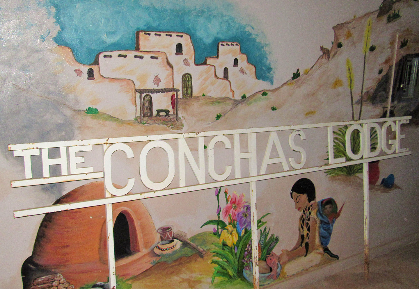 Image of a mural from inside the Conchas Lodge. 
